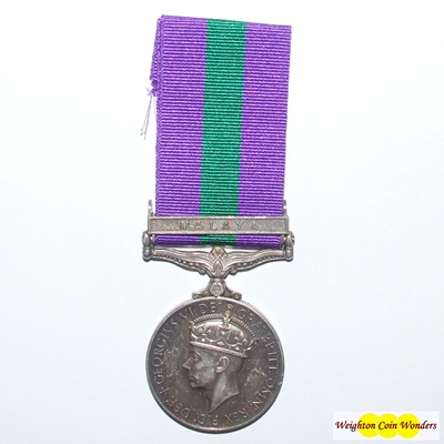 General Service Medal - Malaya Clasp - Gunner B S Deakins